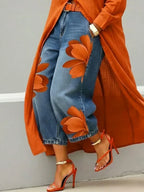 Mallory |  Stylish Shirt Dress and Floral Jeans Set