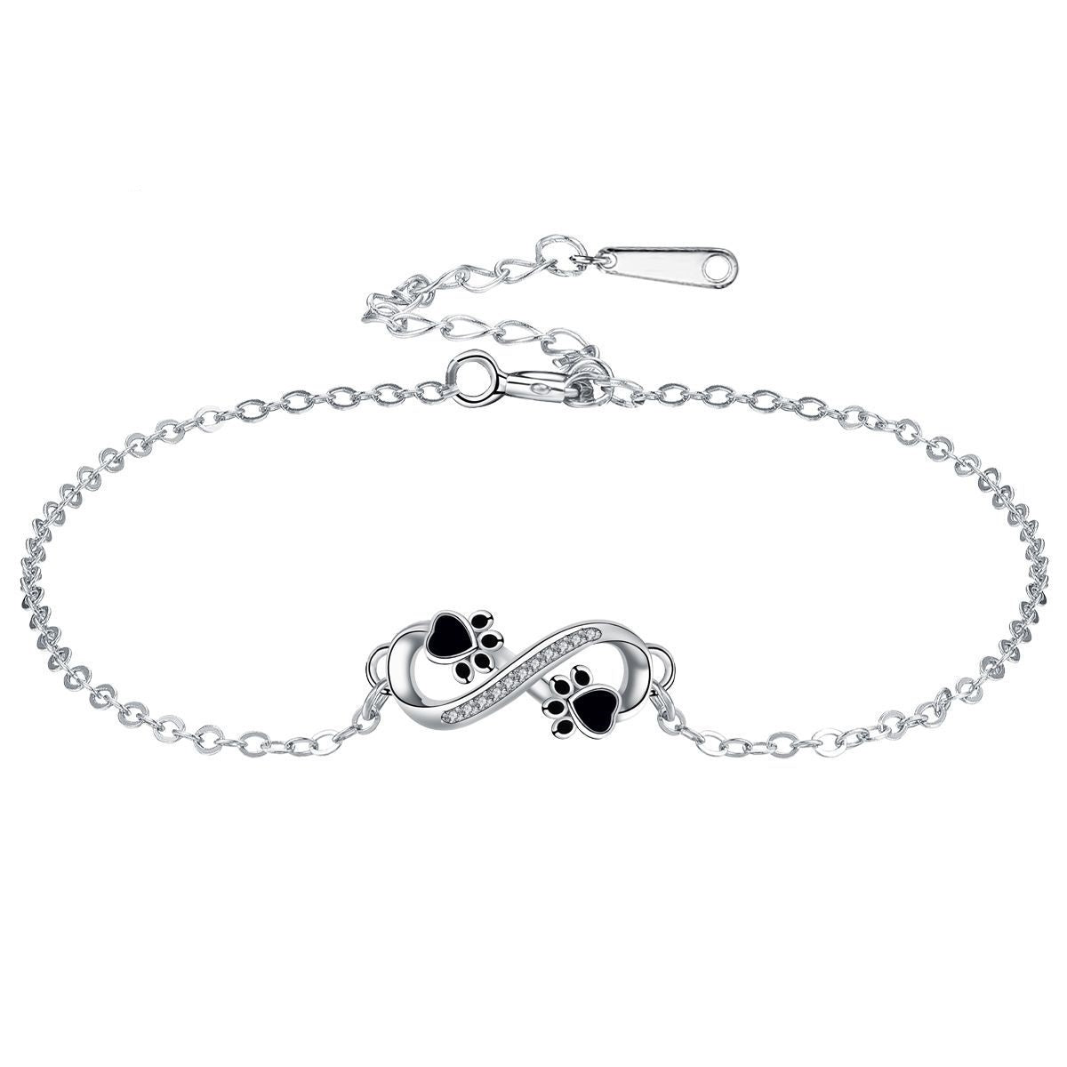 Infinity Symbol Paw Bracelet with Zirconia