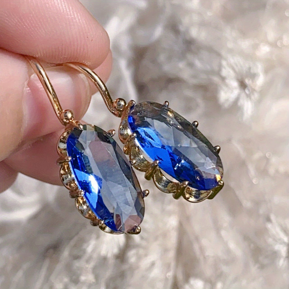 Alba | Gold Sapphire Drop Earrings