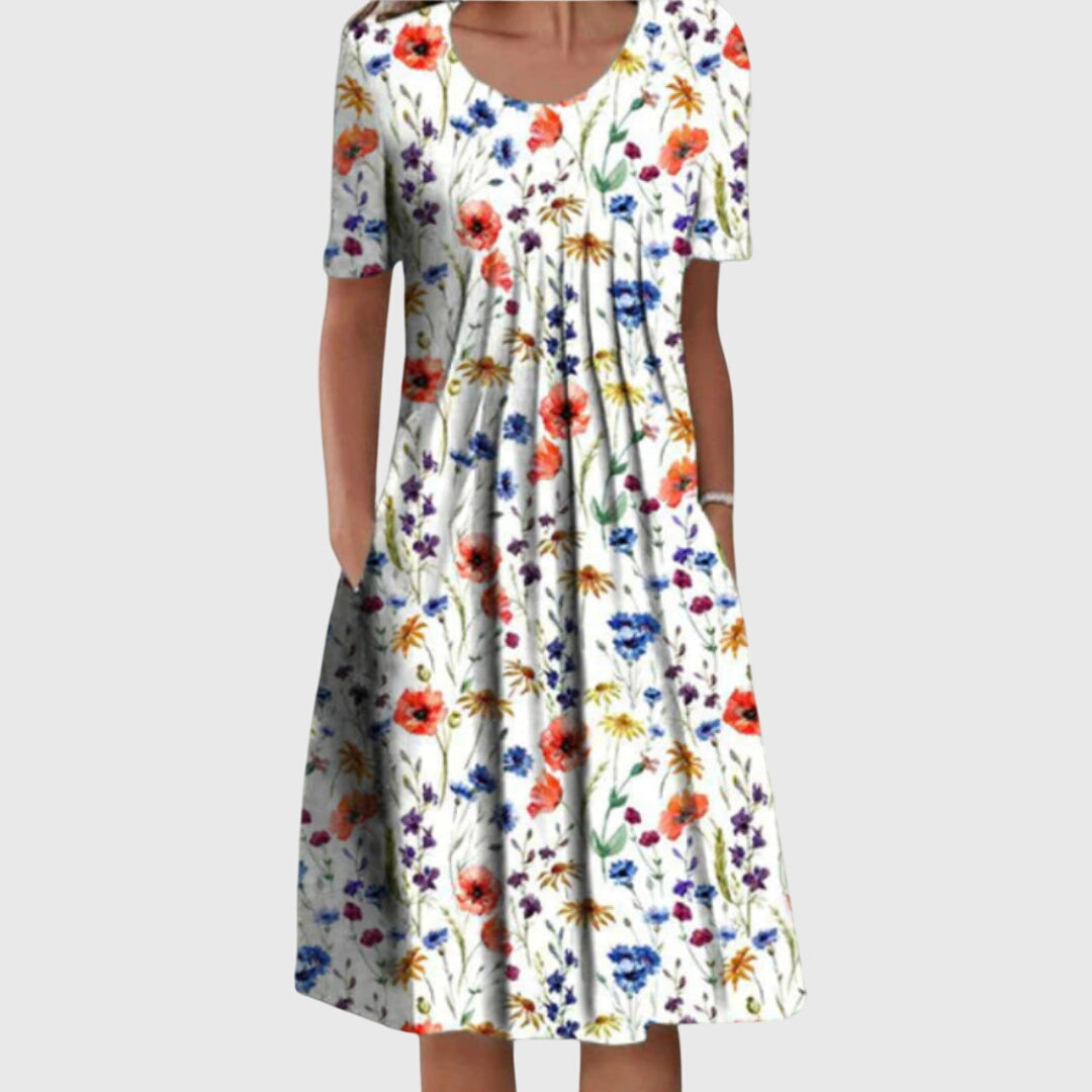 Eloise | Elegant Round Neck Floral Dress