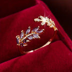 Romy | Gold Amethyst Leaf Ring