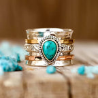 Estelle | Turquoise Stone Gold Silver Ring