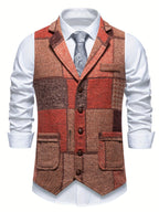 Benedict | Patchwork Vest with Herringbone Pattern