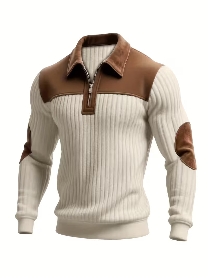 Ashton | Classic Color-Block Collar Zip Sweater