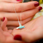 Enamel Hummingbird Necklace in Sterling Silver