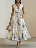 Molly | Elegant Sleeveless Long V-Neck Dress