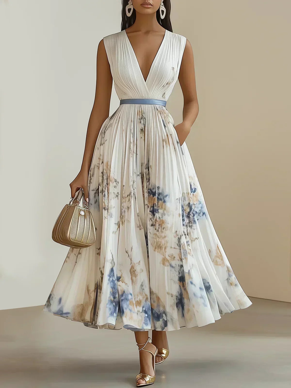 Molly | Elegant Sleeveless Long V-Neck Dress