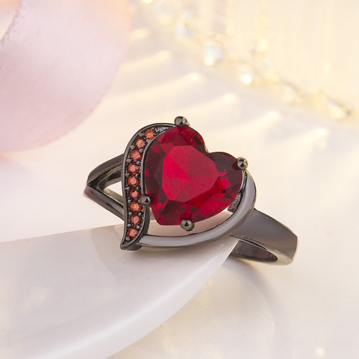 Tabitha | Silver Ruby Heart Ring