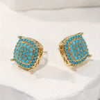 Dahlia | Elegant Square Synthetic Turquoise Earrings