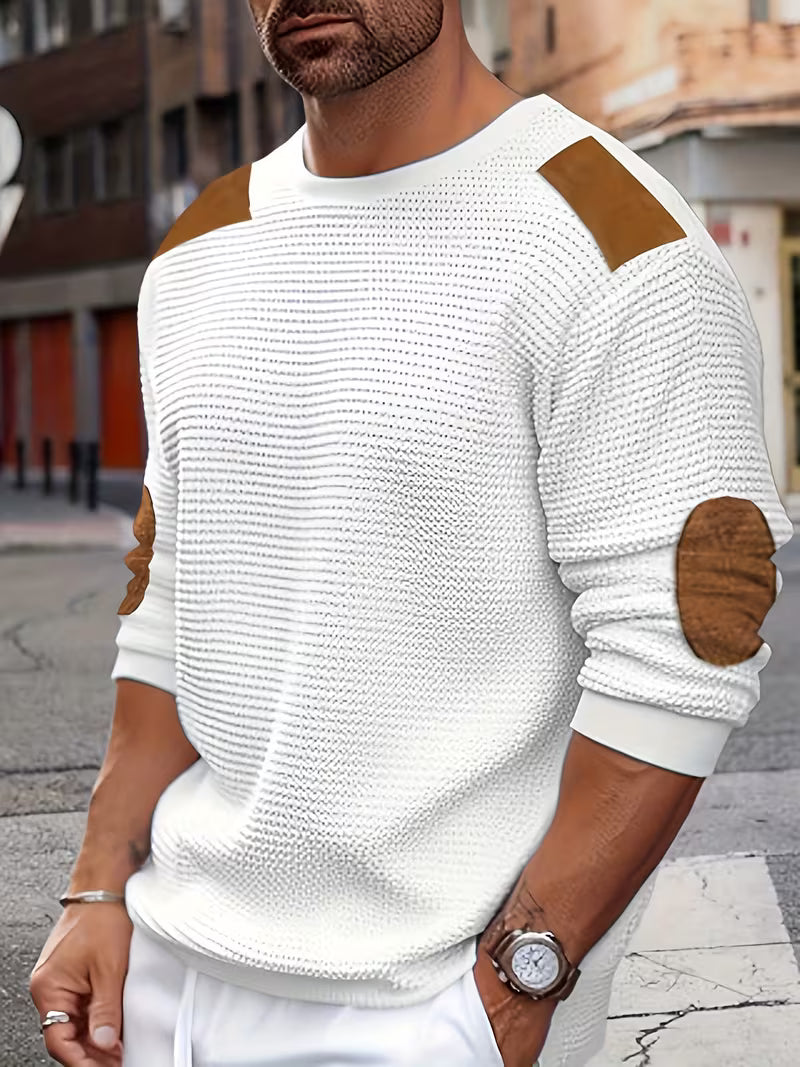 Bennett | Casual Patch Waffle Knit Sweatshirt