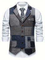 Benedict | Patchwork Vest with Herringbone Pattern