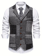 Benedict | Patchwork Vest with Herringbone Pattern