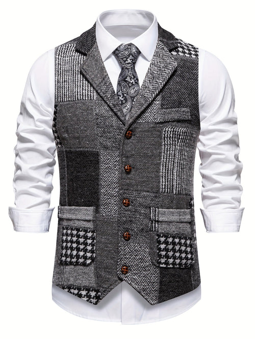 Benedict | Patchwork Vest with Herringbone Pattern