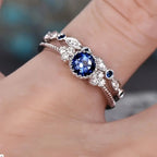 Aurora | Silver Sapphire Halo Ring