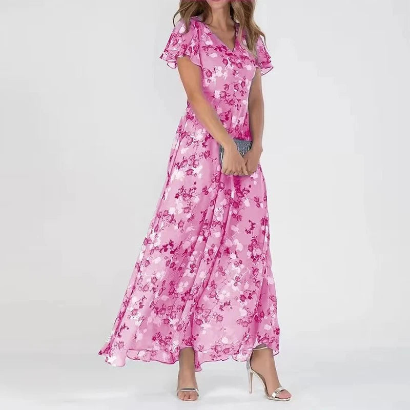 Noelle | Elegant Floral Short Sleeve Dress