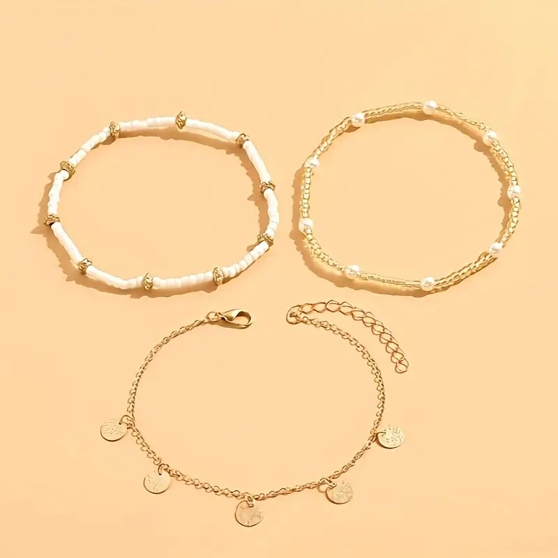 Dorothée | Layered Gold Anklet Set