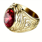 Suki | Gold Ruby Engraved Ring