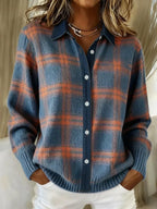 Camellia | Elegant & Cozy Checkered Cardigan