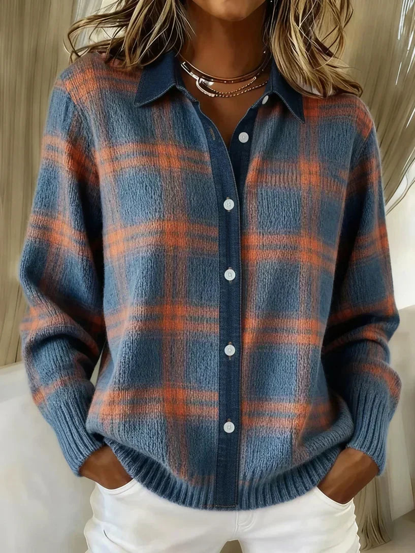 Camellia | Elegant & Cozy Checkered Cardigan