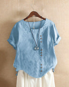 Adeline | Short Sleeve Round Neck Blouse