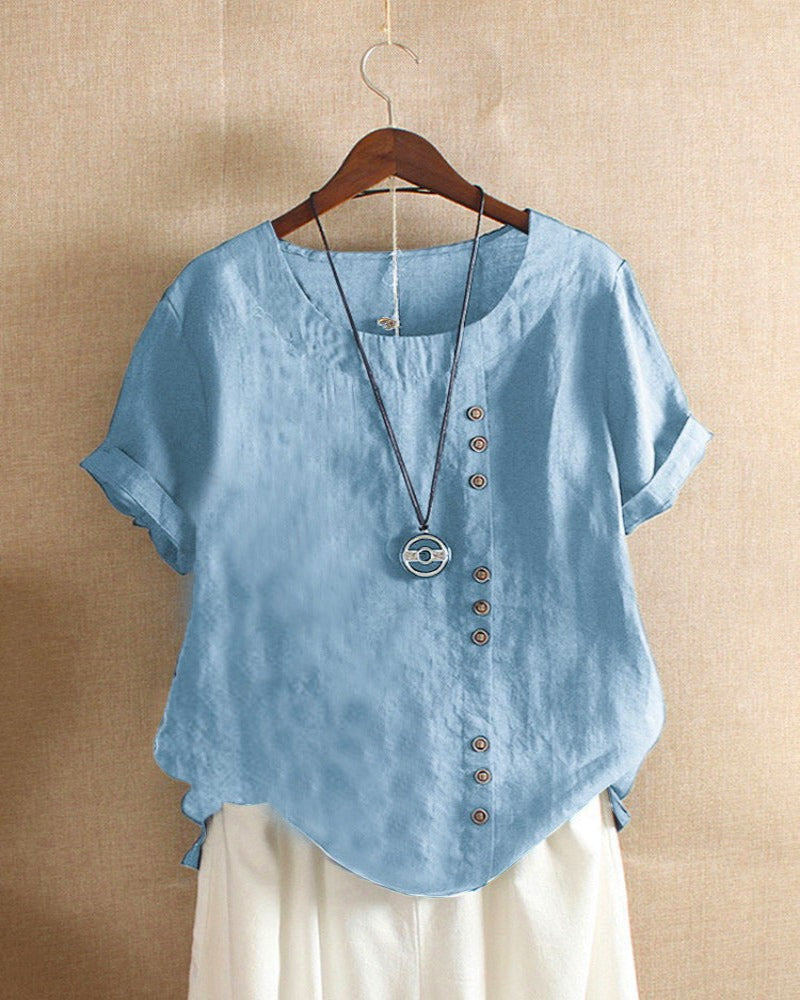 Adeline | Short Sleeve Round Neck Blouse