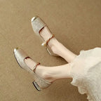 Daisy | Vintage Braided Pearl Strap Shoes