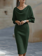Liora | Elegant Draped Batwing Midi Dress