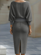 Liora | Elegant Draped Batwing Midi Dress