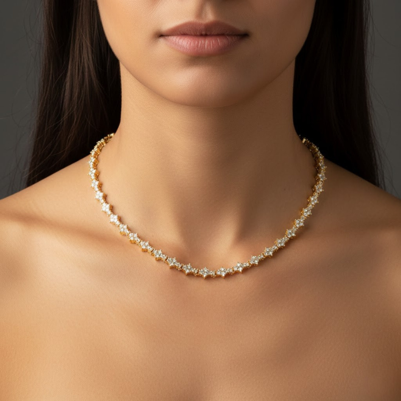 Estelle | Cluster Tennis Necklace