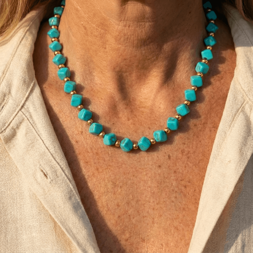 Ondine | Turquoise Pearl & Gold Accent Necklace