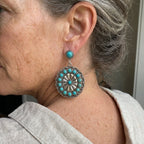 Xanthe | Vintage Turquoise & Pearl Medallion Earrings