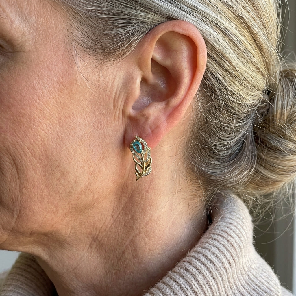 Vesper | Bohemian Gold Design Turquoise Leaf Earrings