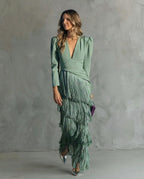 Celina | Flowy V-Neck Long Sleeve Dress
