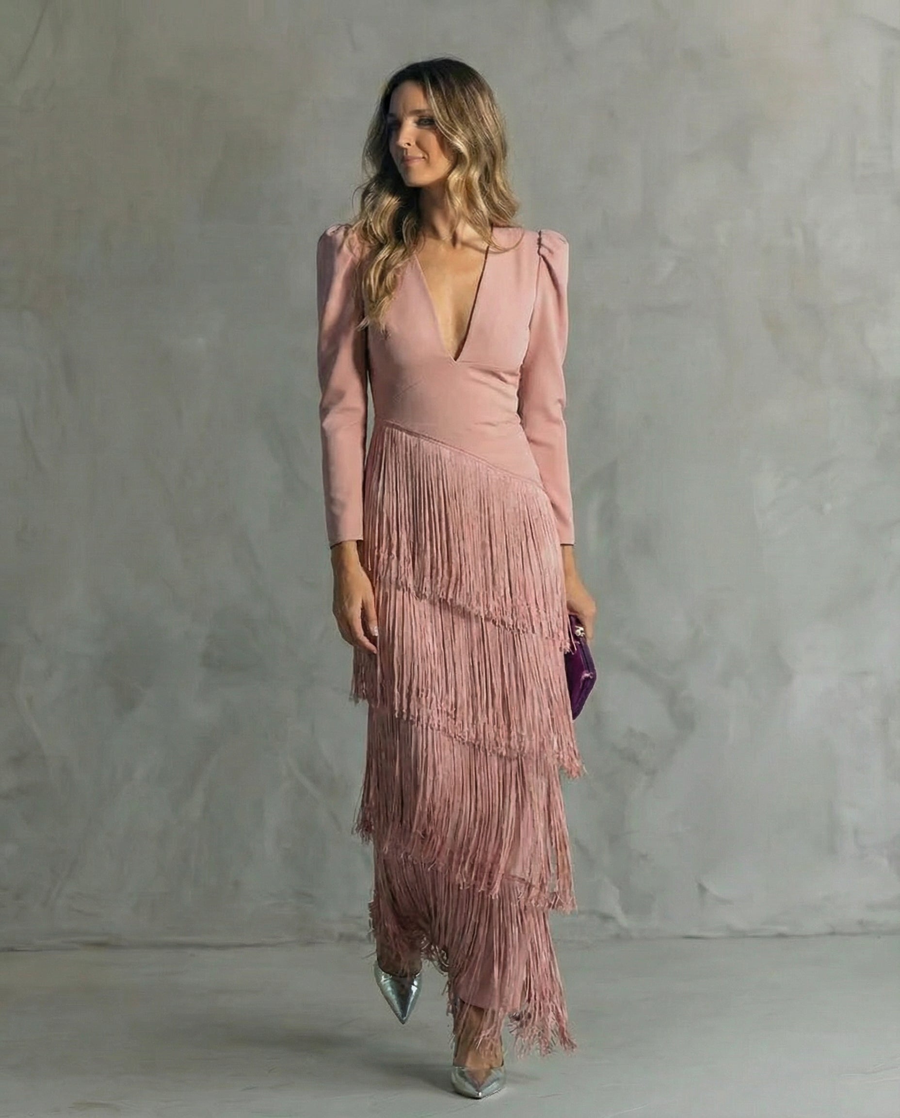 Celina | Flowy V-Neck Long Sleeve Dress