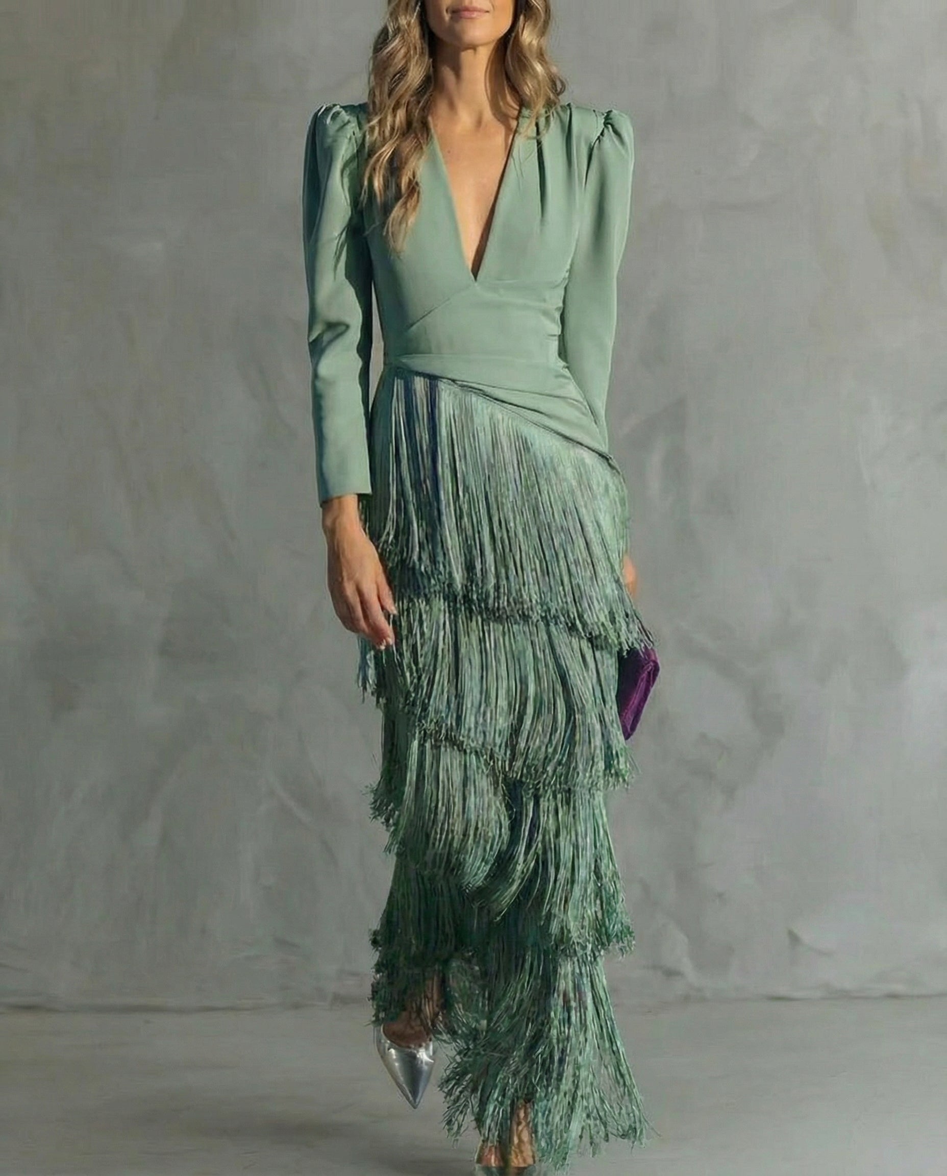 Celina | Flowy V-Neck Long Sleeve Dress