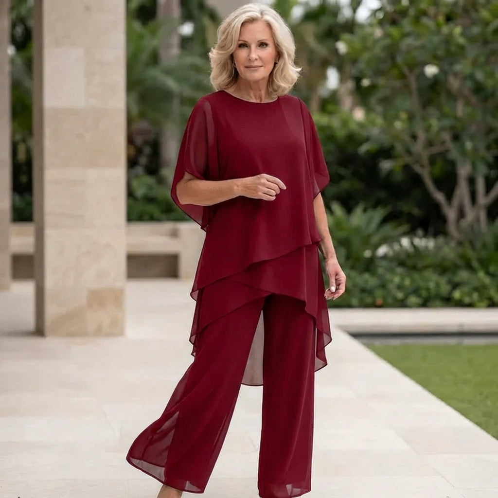 Rowena | Elegant Draped Palazzo Pants Set