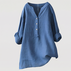 Cassia | Refined V-Neck Button-Down Shirt