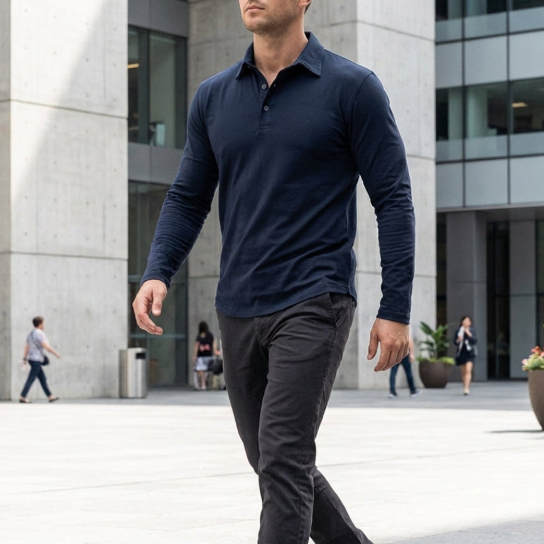 Callan | Casual Long Sleeve Collared Polo
