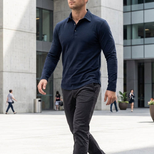 Callan | Casual Long Sleeve Collared Polo