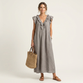 Maude | Long dress with V-neck and ruffles