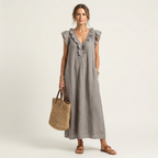 Maude | Long dress with V-neck and ruffles