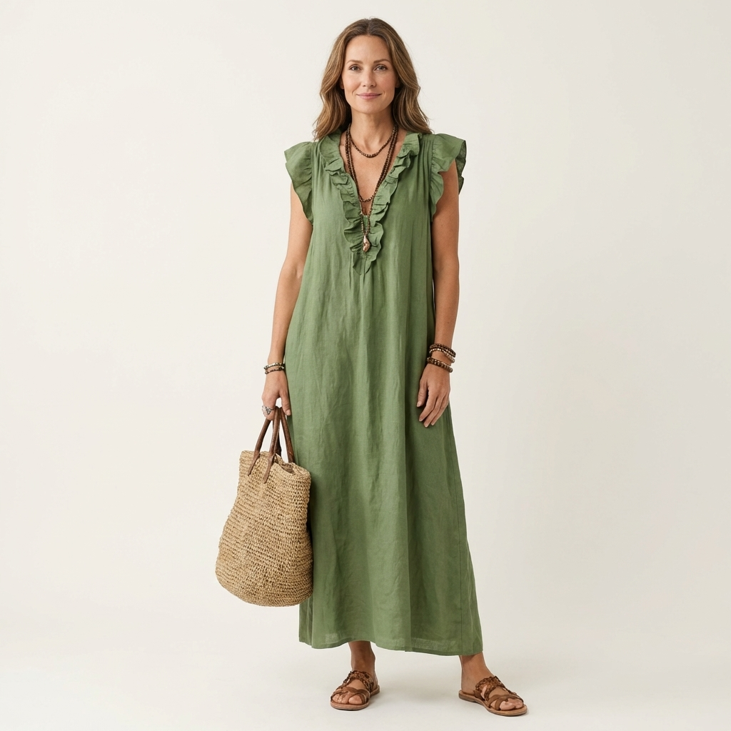 Maude | Long dress with V-neck and ruffles