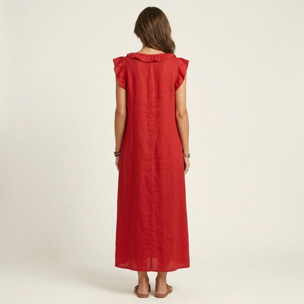 Maude | Long dress with V-neck and ruffles