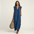 Maude | Long dress with V-neck and ruffles