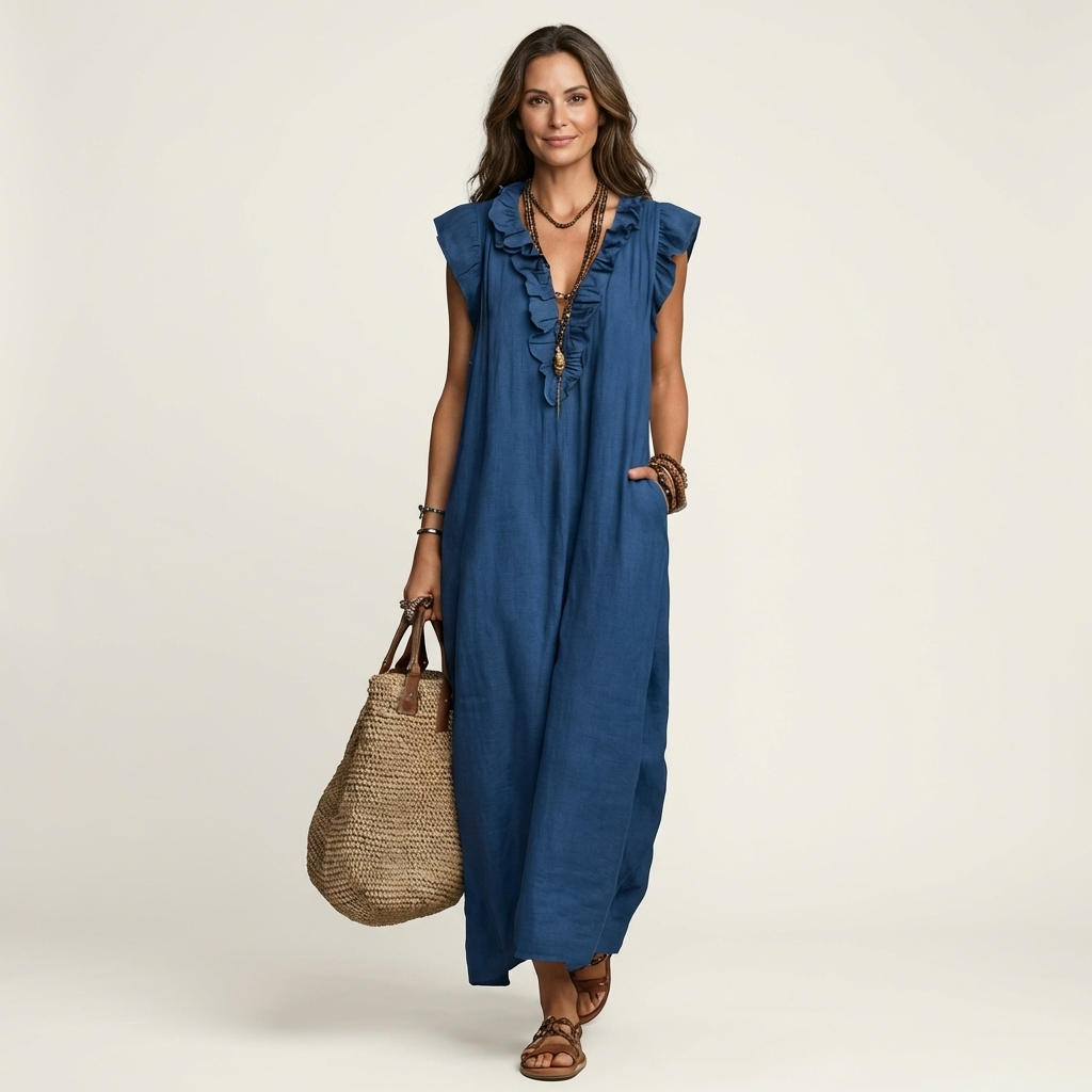 Maude | Long dress with V-neck and ruffles