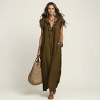 Maude | Long dress with V-neck and ruffles
