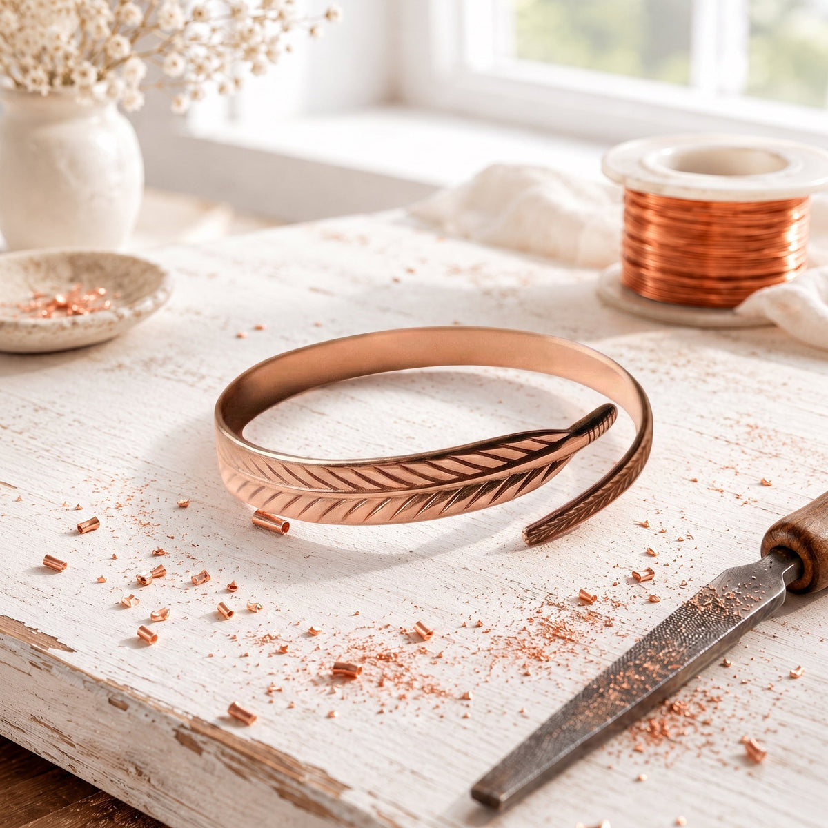 Onora | Feather Copper Bracelet