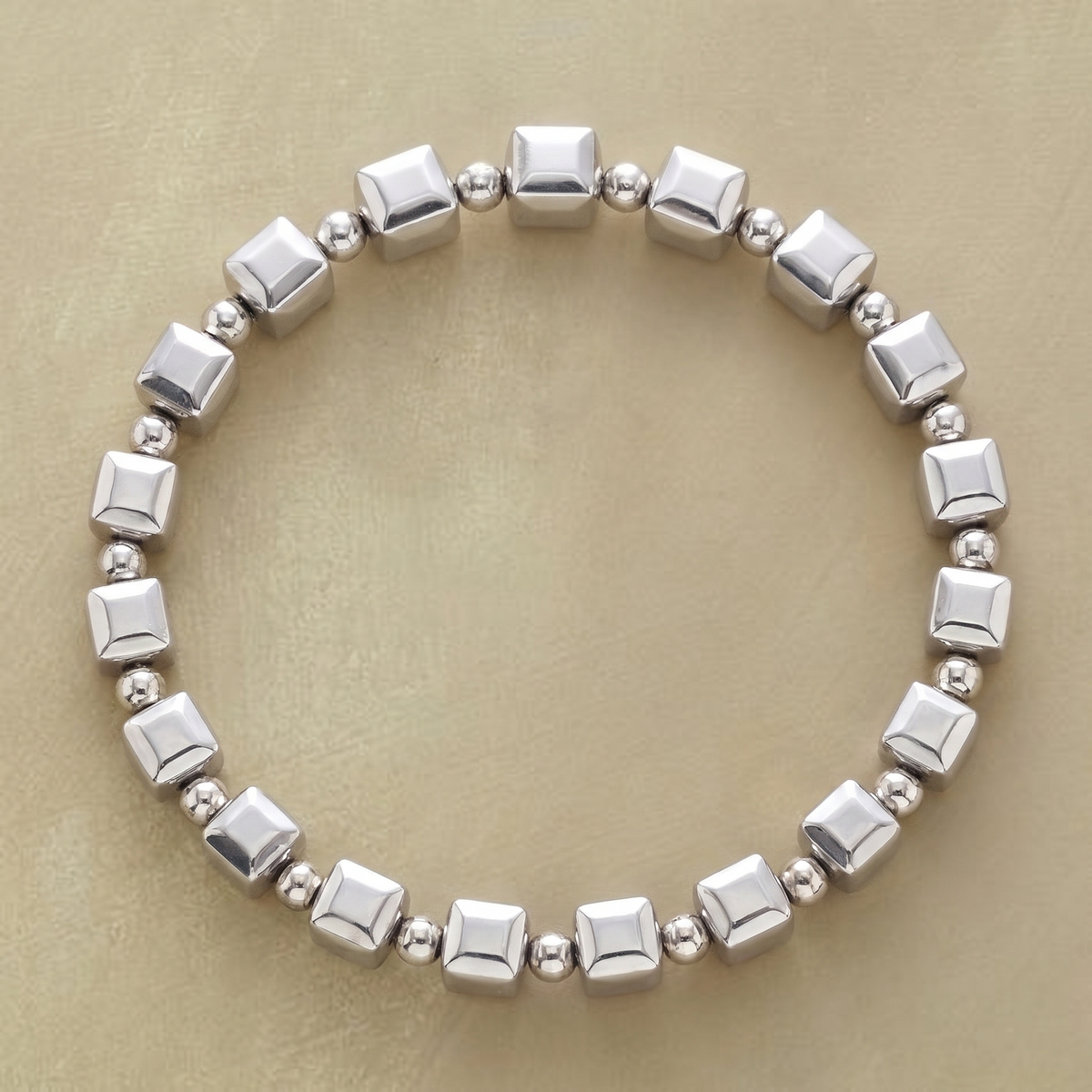 Elena | Vintage Silver Cubic Beads Bracelet