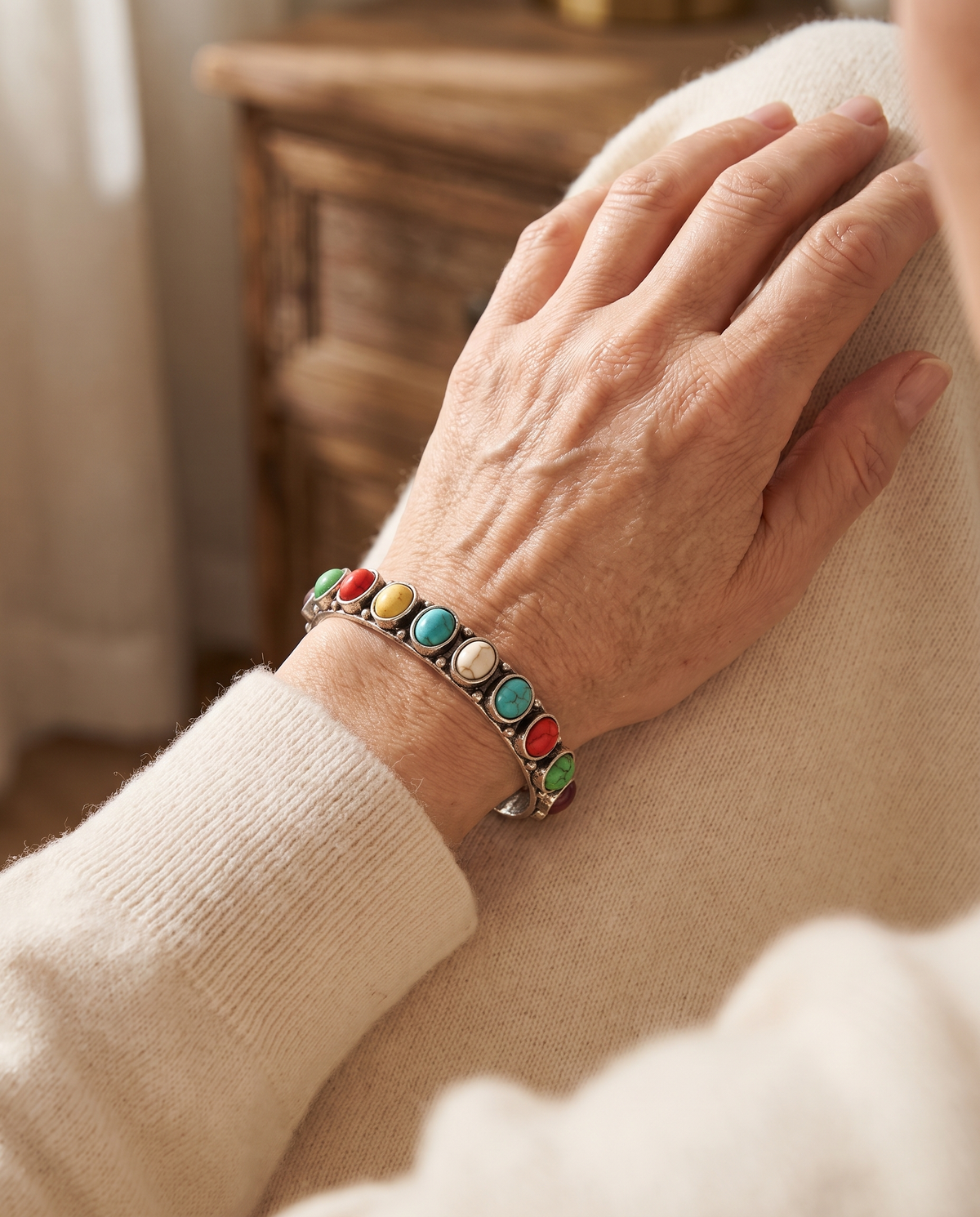 Marlowe vintage colourful stone bracelet worn