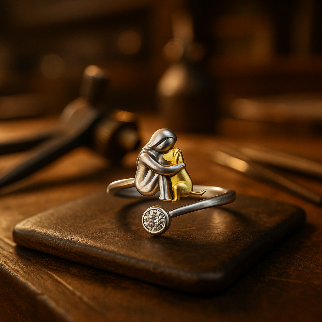 Dog Ring in 925 Sterling Silver with Zirconia